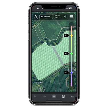 Mobile phone with orchard viewer app